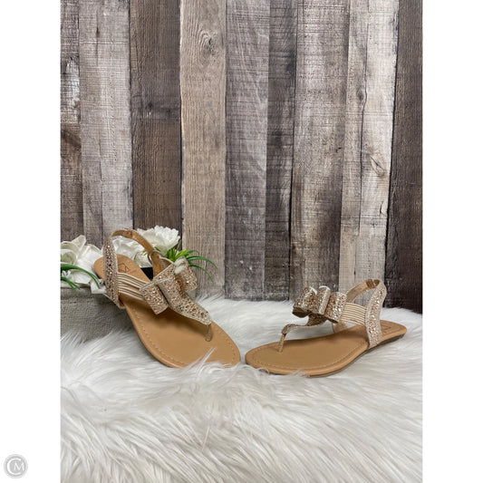 Sandals Flats By Material Girl In Gold, Size: 6
