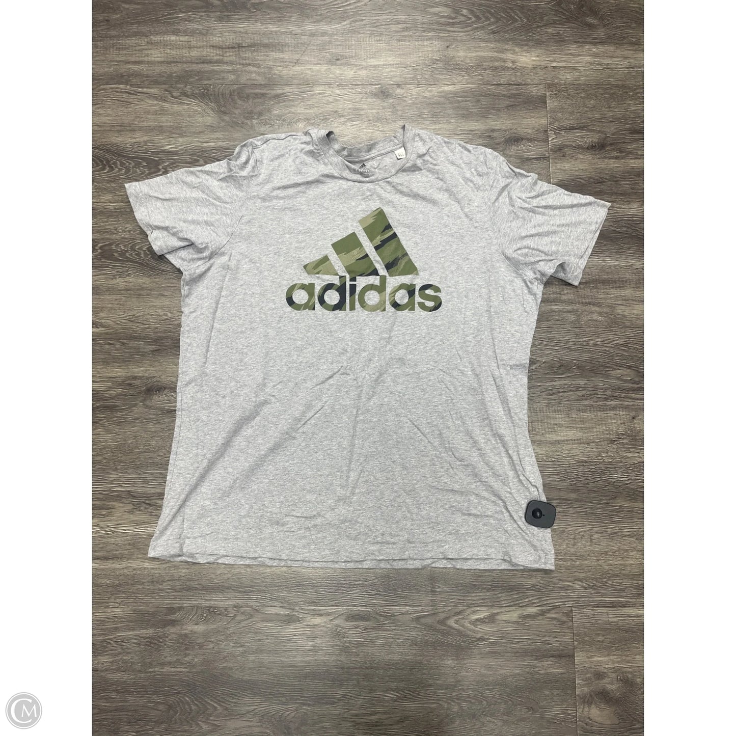Athletic Top Short Sleeve By Adidas In Grey, Size: 2x