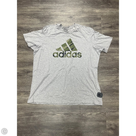 Athletic Top Short Sleeve By Adidas In Grey, Size: 2x