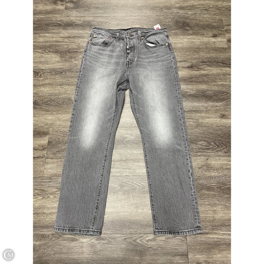 Jeans Straight By Levis In Grey Denim, Size: 10