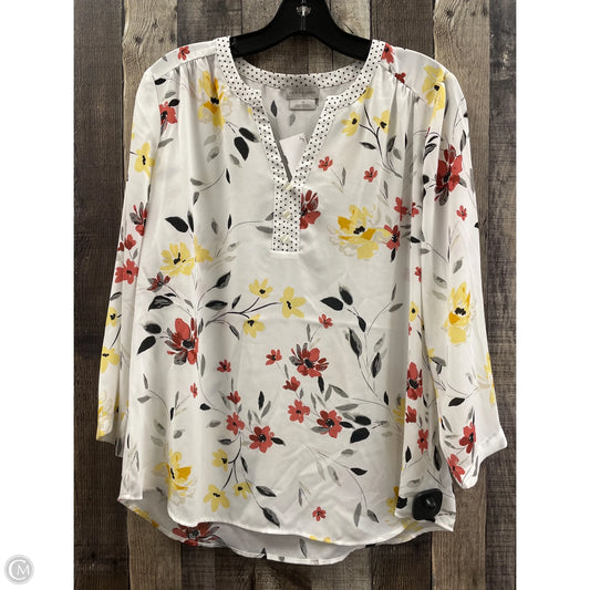 Top 3/4 Sleeve By Van Heusen In Multi-colored, Size: M