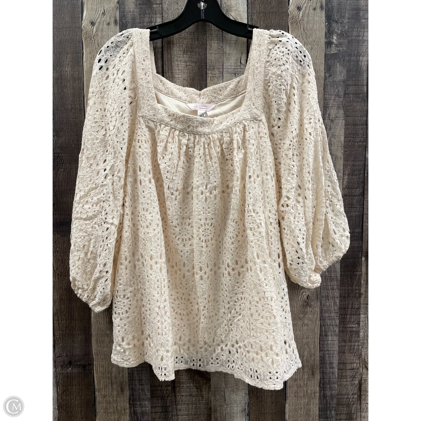 Top 3/4 Sleeve By Lc Lauren Conrad In Cream, Size: Xxl