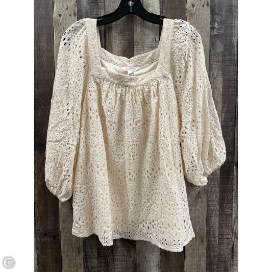 Top 3/4 Sleeve By Lc Lauren Conrad In Cream, Size: Xxl