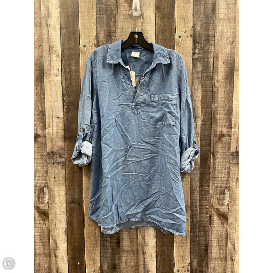 Tunic Long Sleeve By Soma In Blue Denim, Size: L