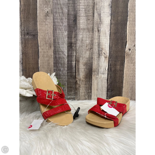 Sandals Heels Wedge By Vionic In Red, Size: 7