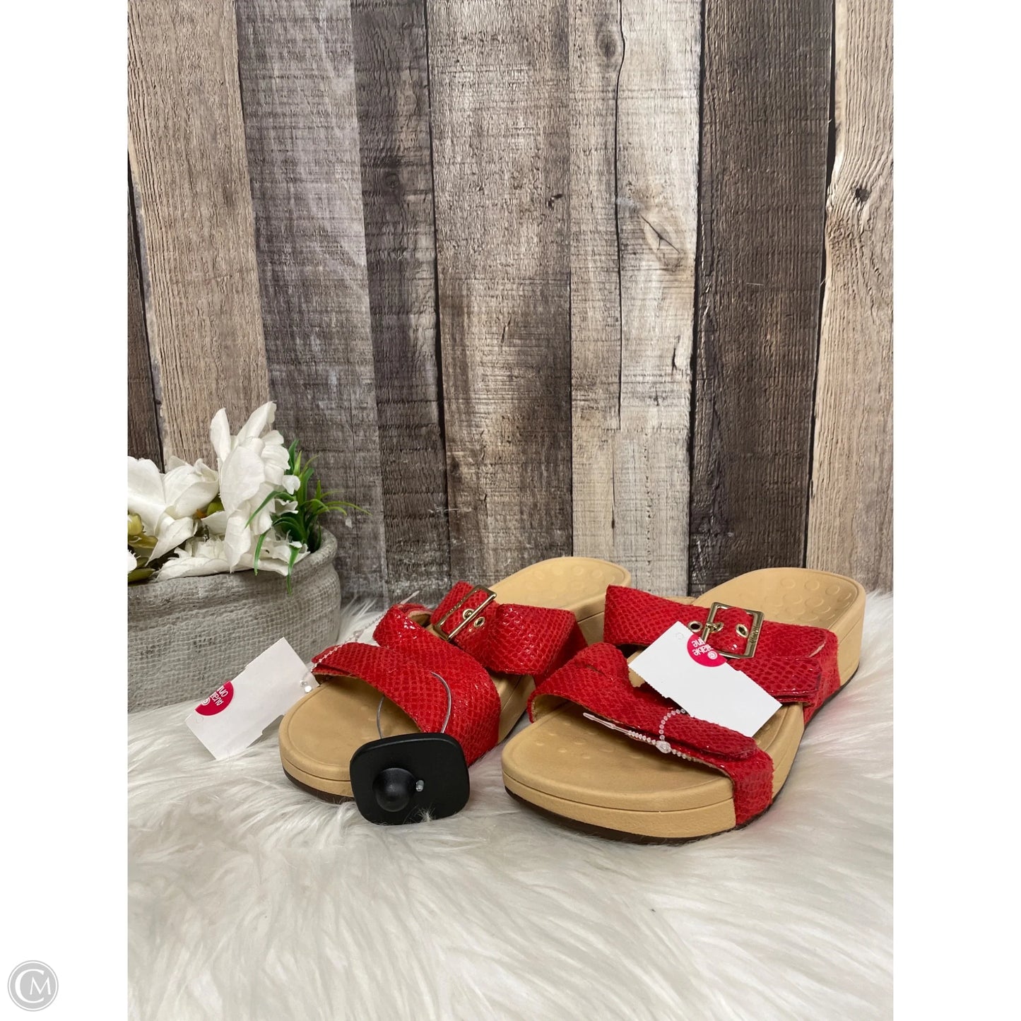 Sandals Heels Wedge By Vionic In Red, Size: 7