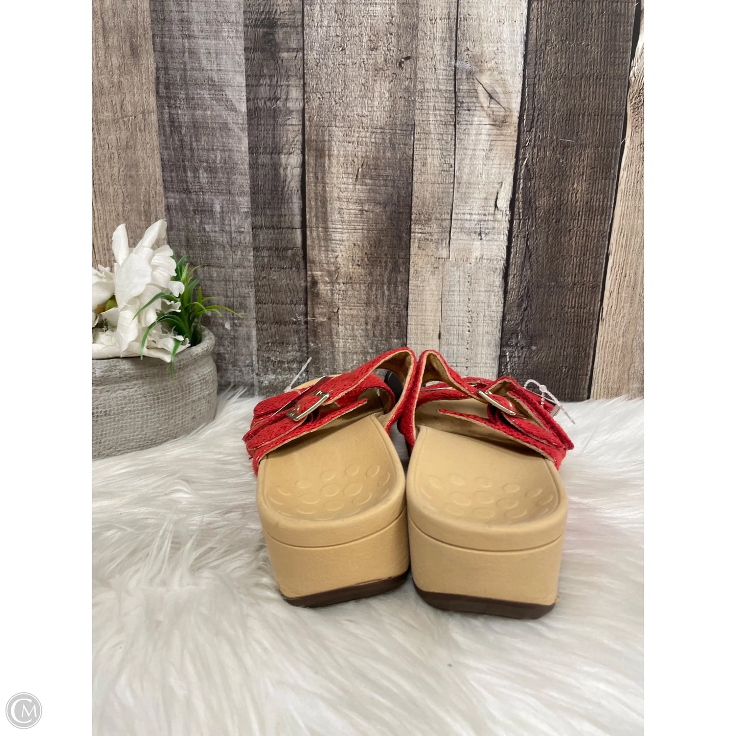 Sandals Heels Wedge By Vionic In Red, Size: 7
