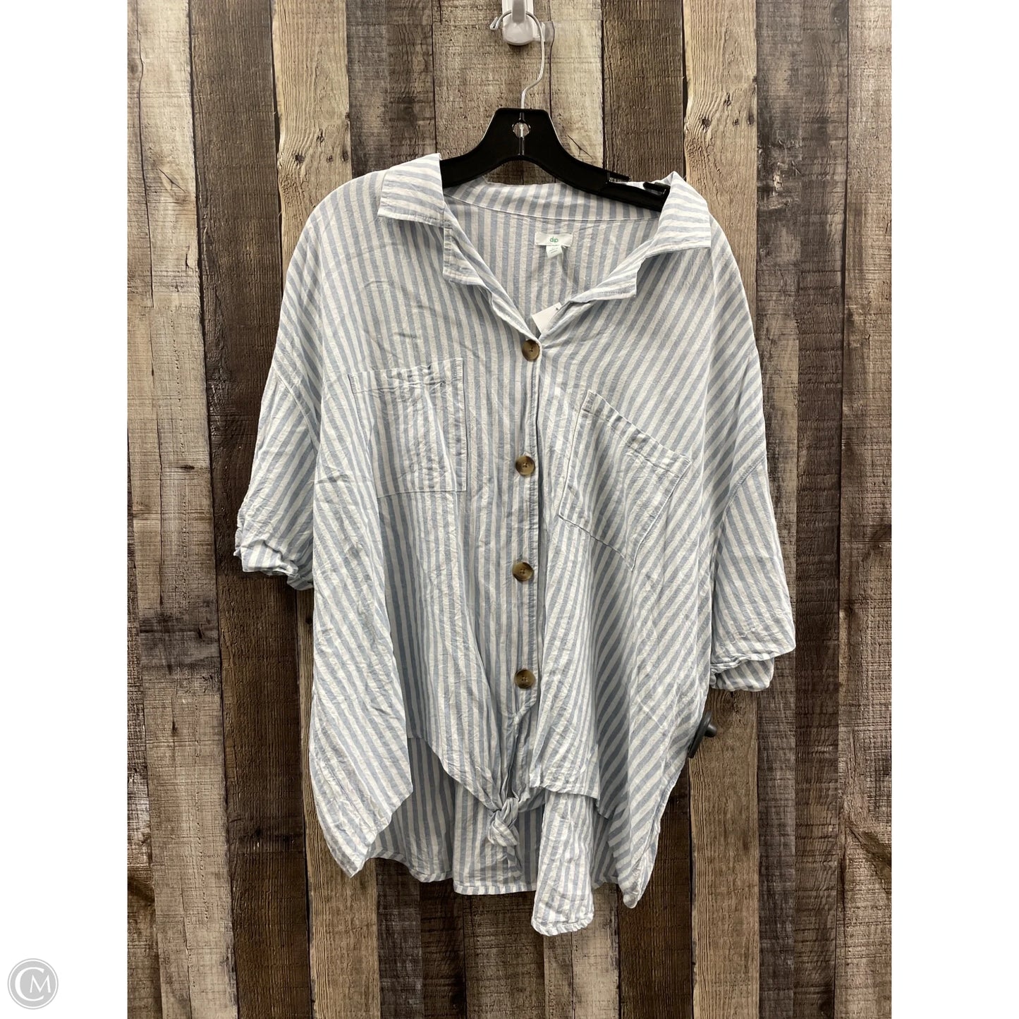 Top Short Sleeve By Dip In Blue & White, Size: 3x
