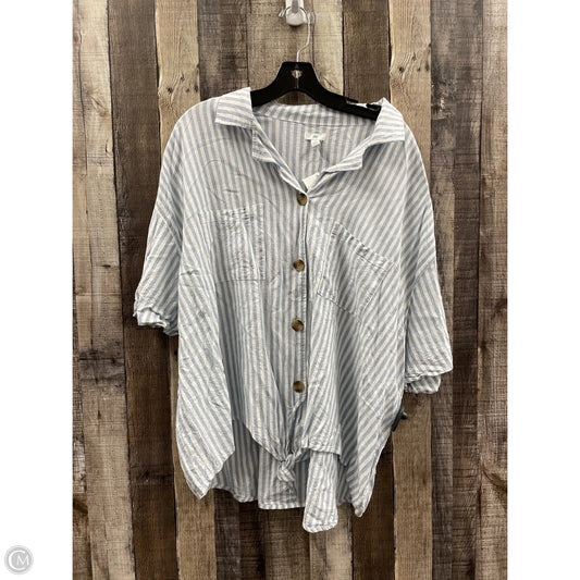 Top Short Sleeve By Dip In Blue & White, Size: 3x