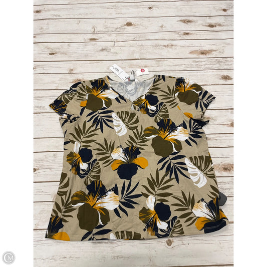 Top Short Sleeve By Liz Claiborne In Floral Print, Size: Xxl
