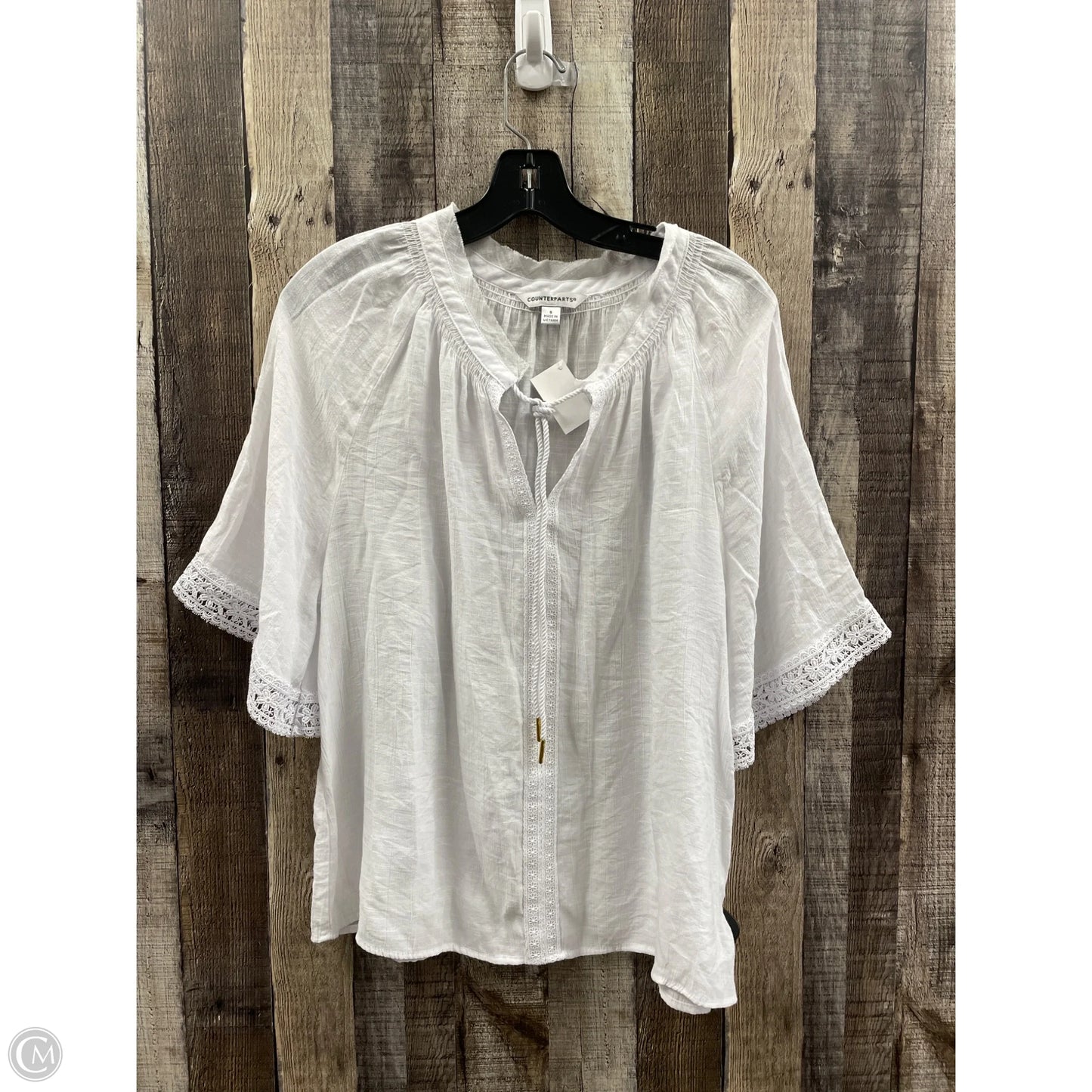 Top Short Sleeve By Counterparts In White, Size: S