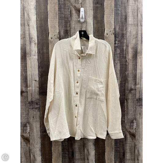 Top Long Sleeve By Cme In Cream, Size: L