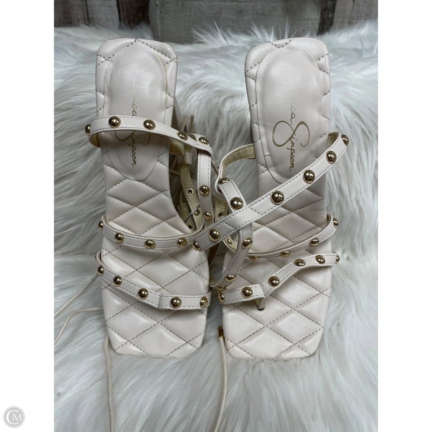 Sandals Heels Block By Jessica Simpson In Cream, Size: 7