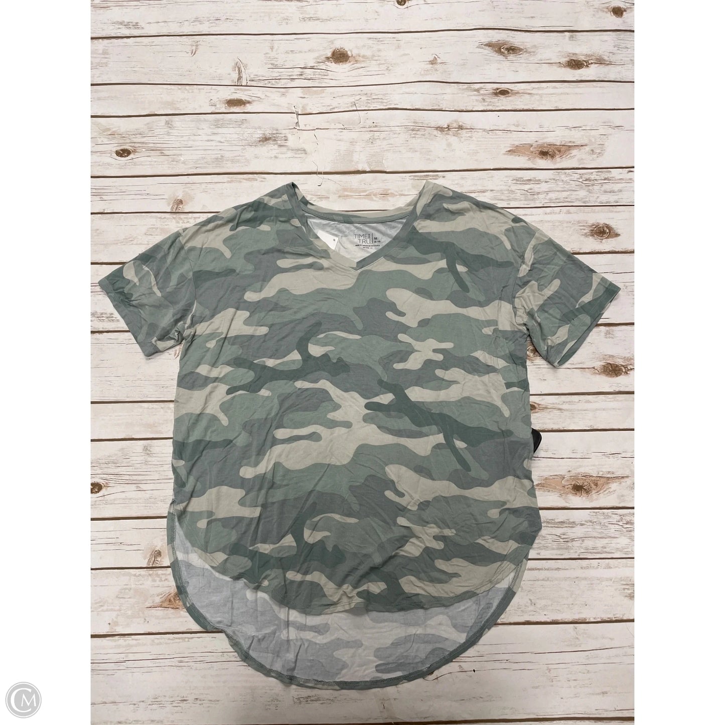 Top Short Sleeve By Time And Tru In Camouflage Print, Size: M