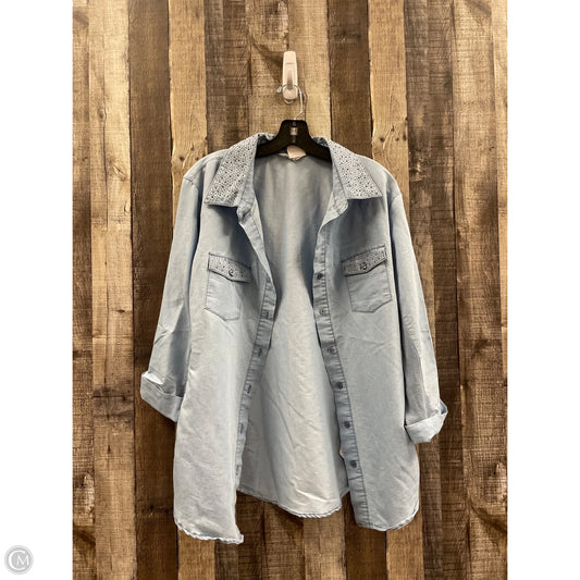 Top Long Sleeve By Ci Sono In Blue Denim, Size: 2x