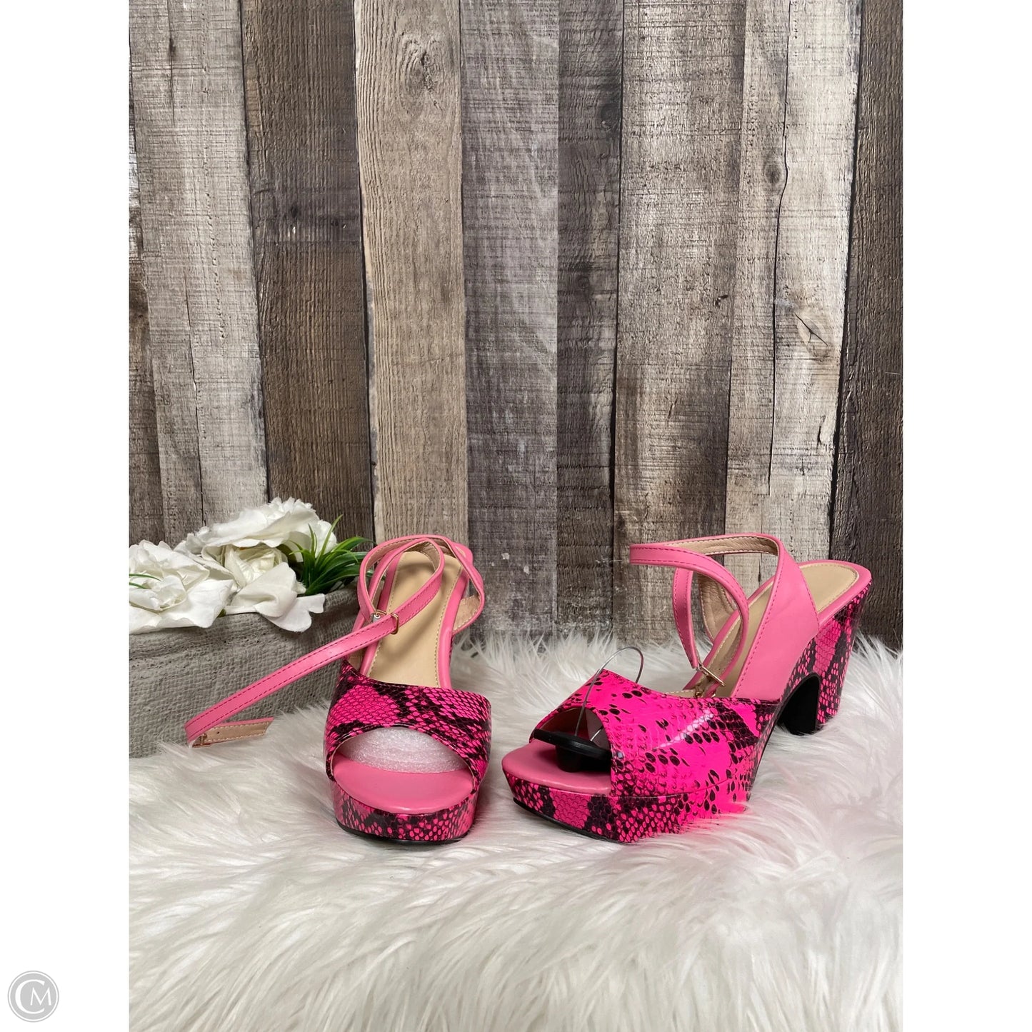 Sandals Heels Block By Cme In Clear, Size: 8.5