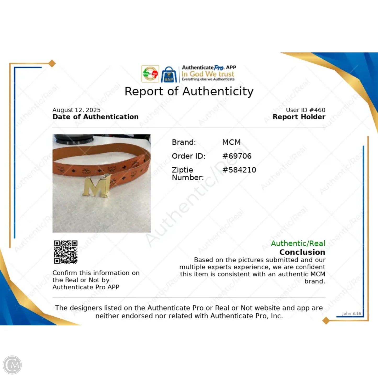 Belt Luxury Designer By Mcm, Size: Large