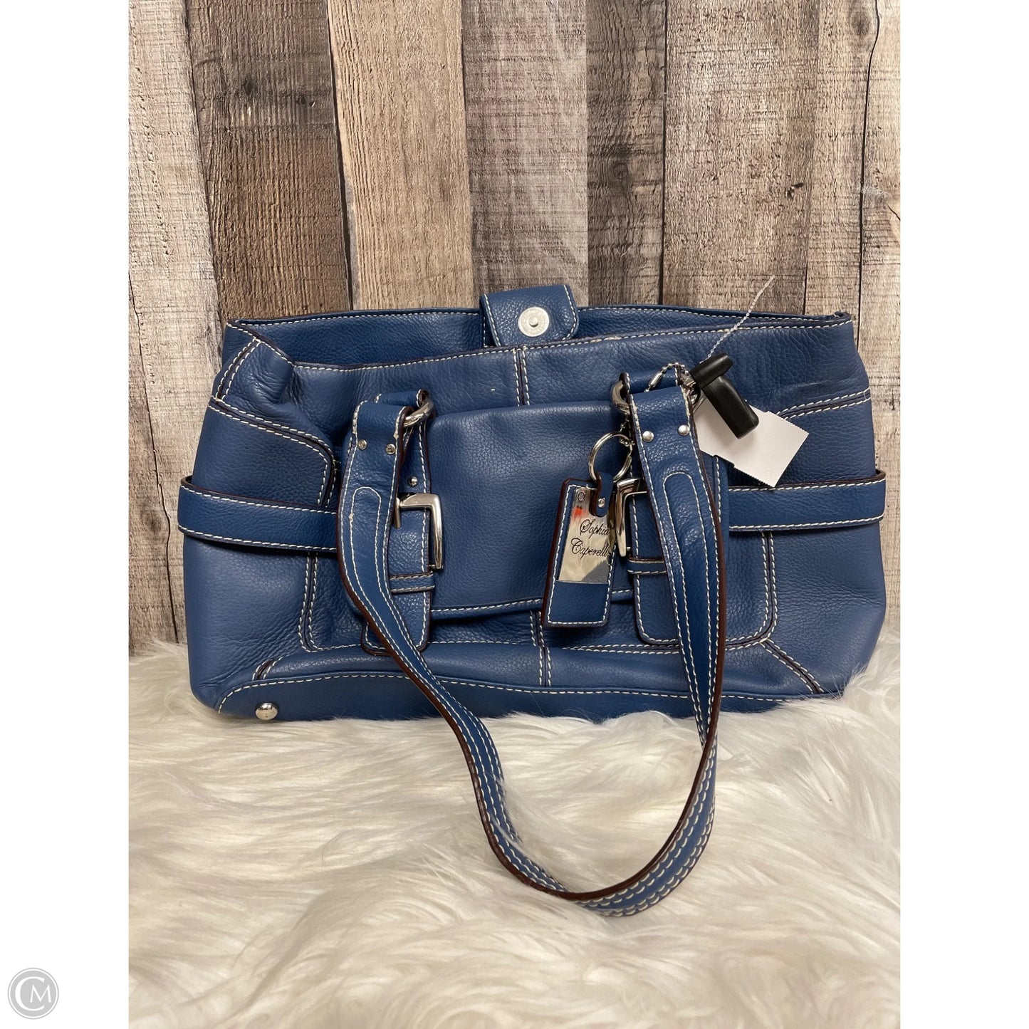 Handbag Leather By Cmf, Size: Medium