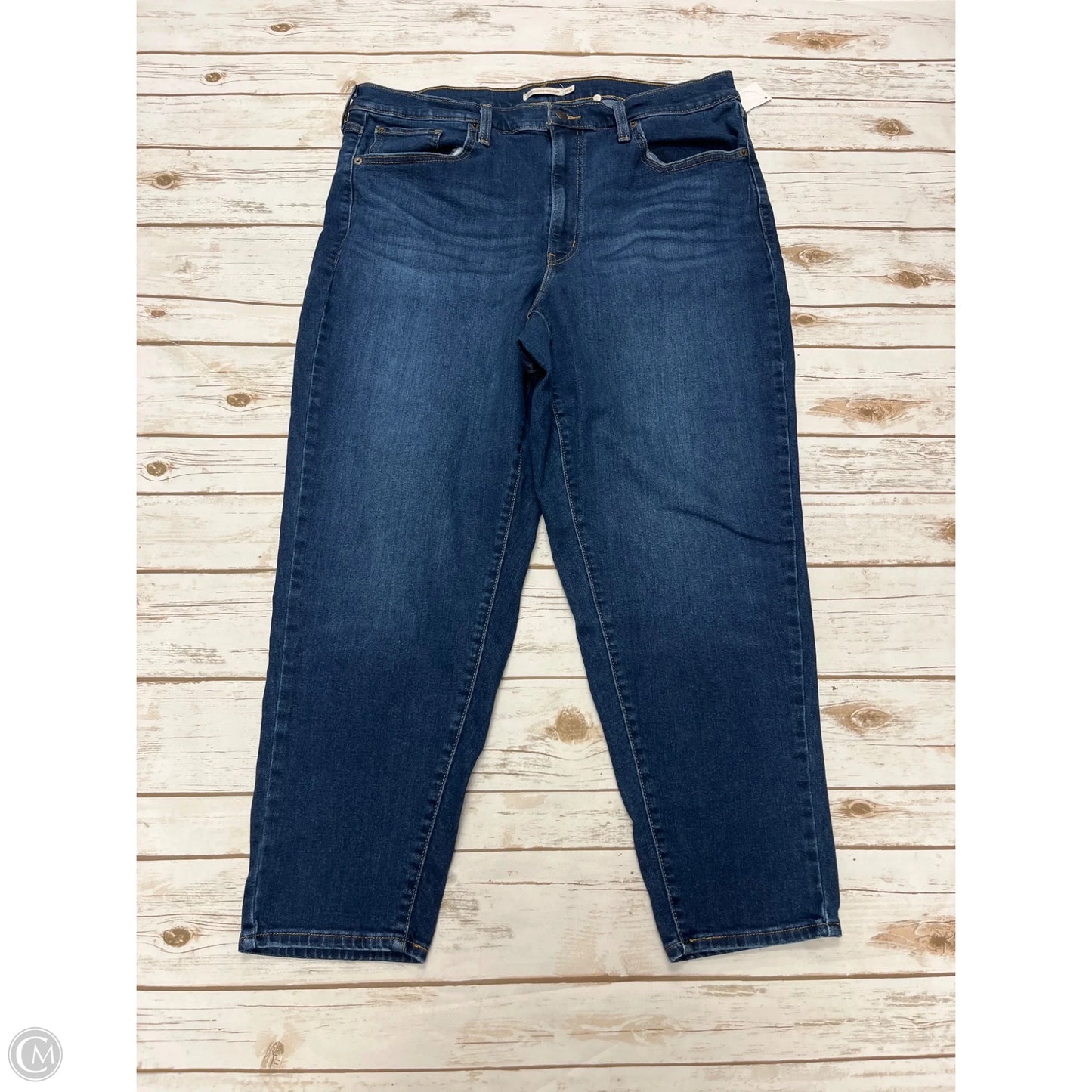 Jeans Boyfriend By Levis In Blue Denim, Size: 18