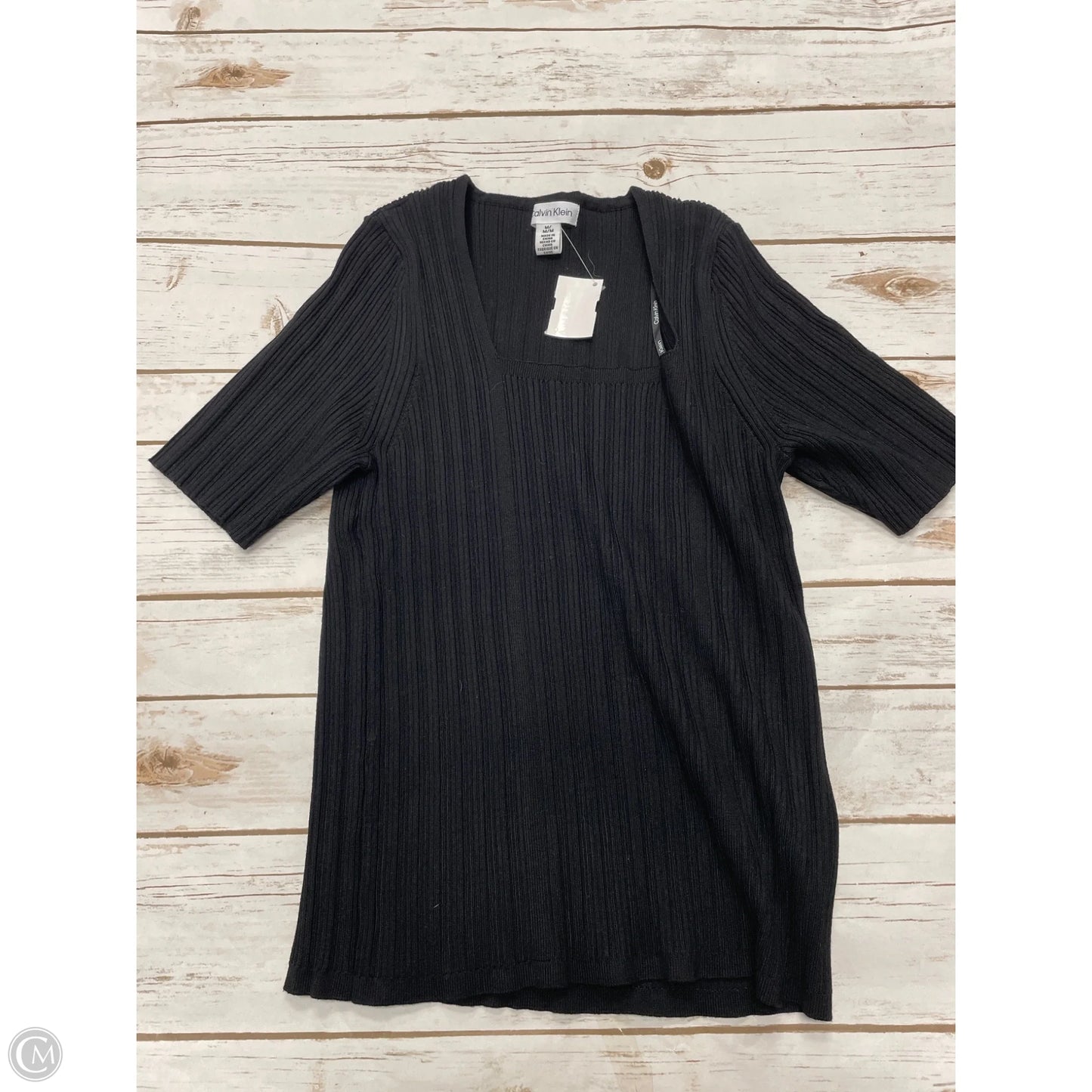 Top Short Sleeve By Calvin Klein In Black, Size: M