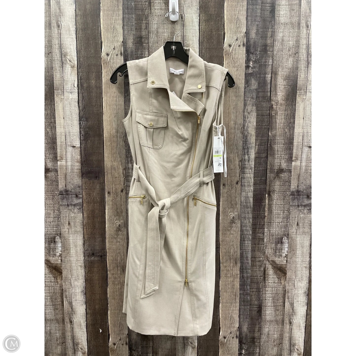 Dress Casual Midi By Calvin Klein In Tan, Size: S