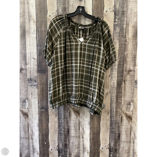 Top Short Sleeve By Sonoma In Plaid Pattern, Size: Xxl