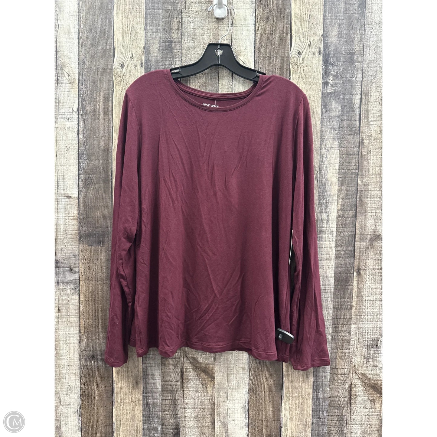 Top Long Sleeve Basic By Nine West In Maroon, Size: Xl