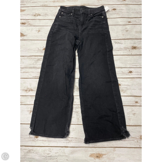Jeans Wide Leg By American Eagle In Black Denim, Size: 0