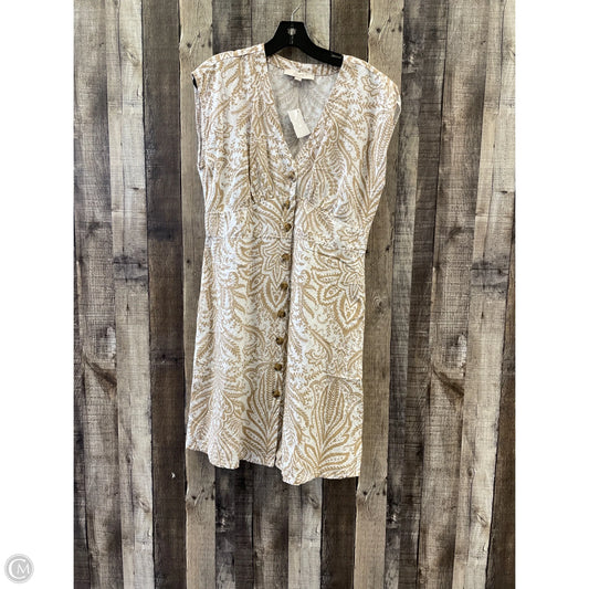 Dress Casual Midi By Loft In Tan & White, Size: S