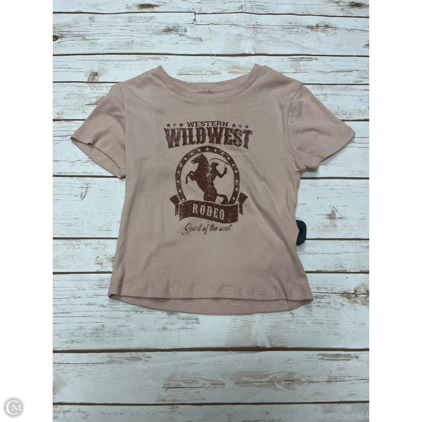 Top Short Sleeve By Cme In Brown, Size: S