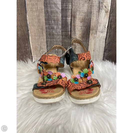 Sandals Heels Wedge By Clothes Mentor In Multi-colored, Size: 7