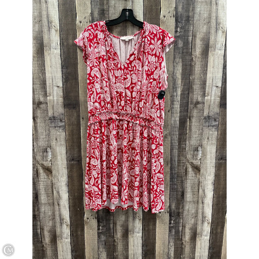 Dress Casual Midi By Loft In Red & White, Size: Xl