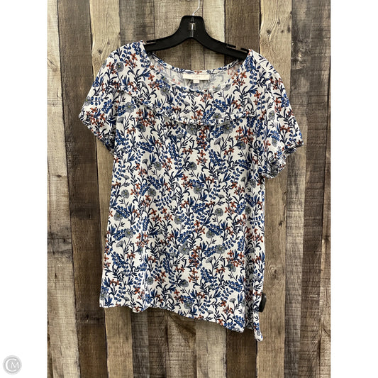 Top Short Sleeve By Loft In Floral Print, Size: L