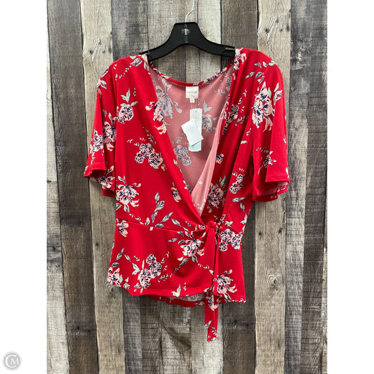 Top Short Sleeve By Kaleigh In Red, Size: L
