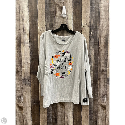 Top Long Sleeve By Basic Editions In Grey, Size: 3x