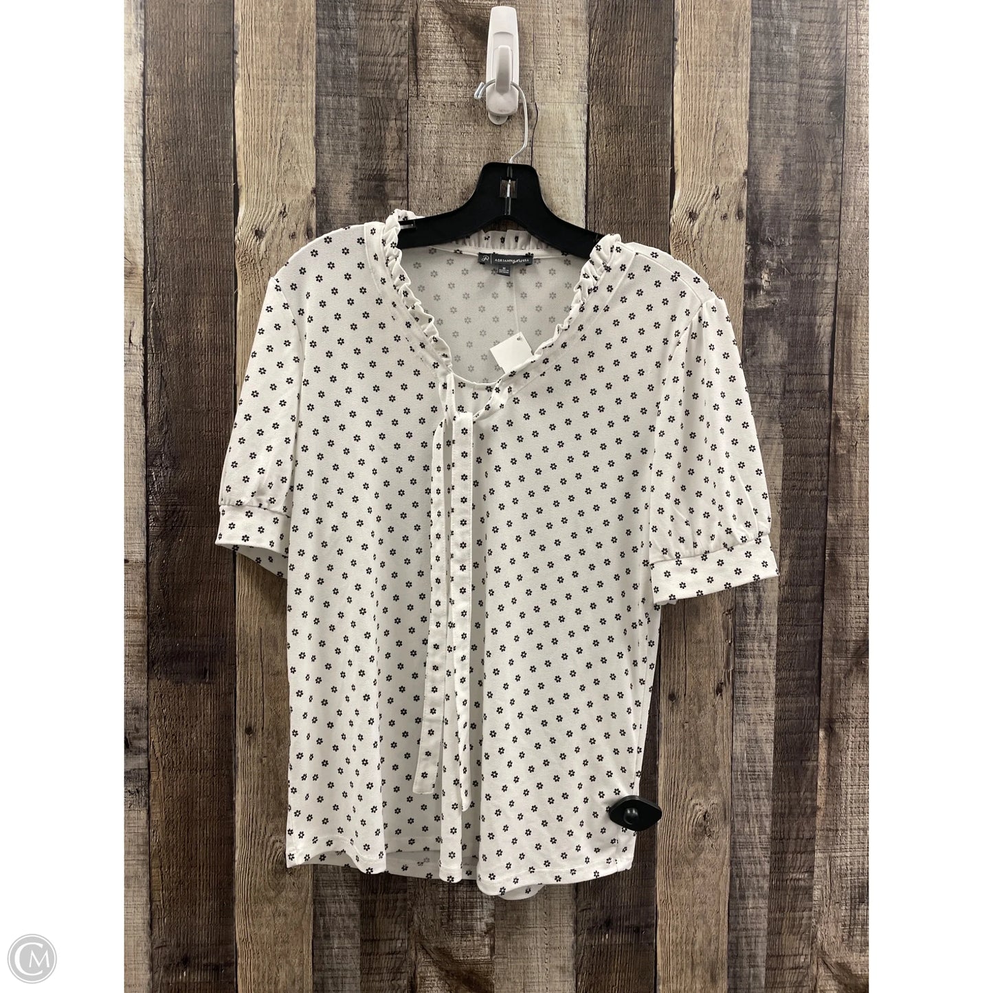 Top Short Sleeve By Adrianna Papell In Black & White, Size: M