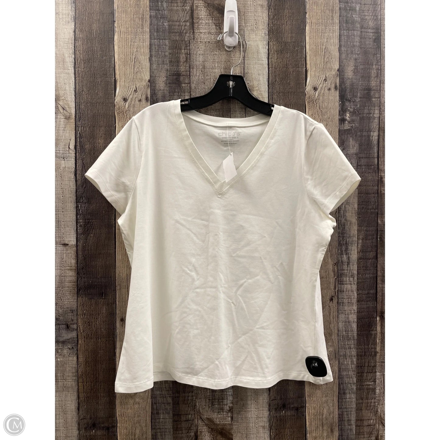 Top Short Sleeve Basic By Chicos In White, Size: L