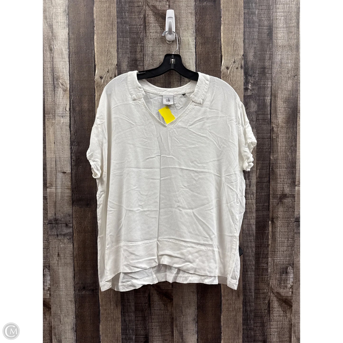 Top Short Sleeve By Cabi In White, Size: L