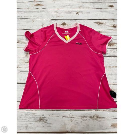 Athletic Top Short Sleeve By Fila In Pink, Size: 1x