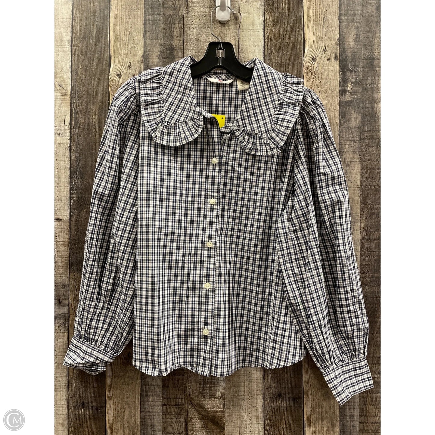 Top Long Sleeve By Levis In Blue & White, Size: L