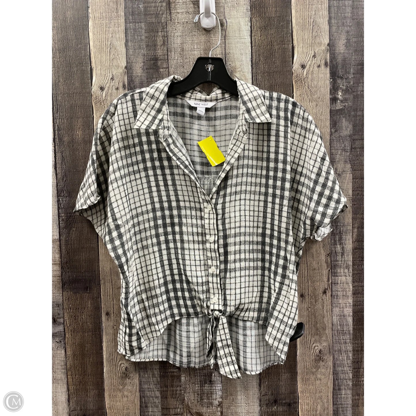 Top Short Sleeve By Nine West In Grey & White, Size: S