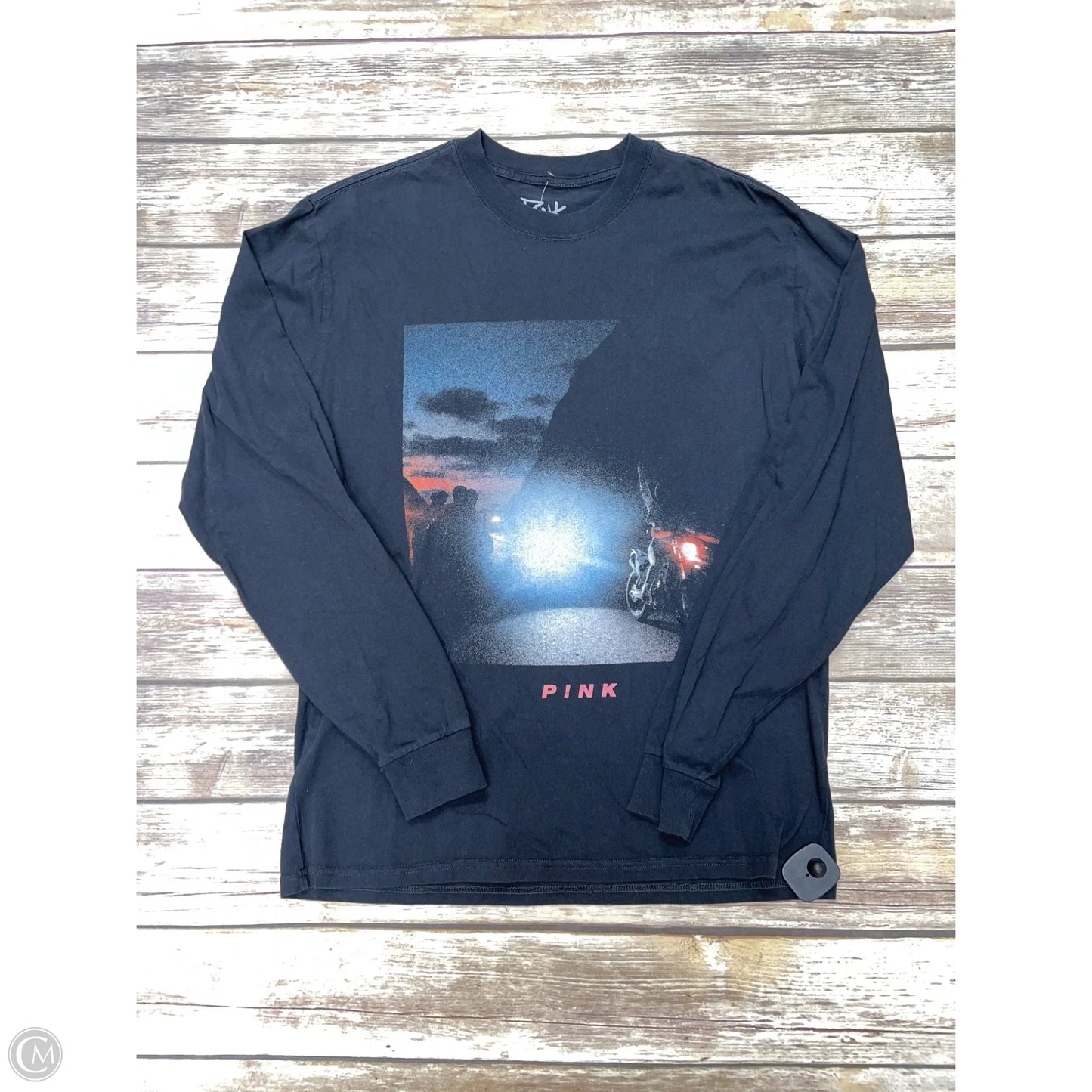 Top Long Sleeve By Pink In Black, Size: M