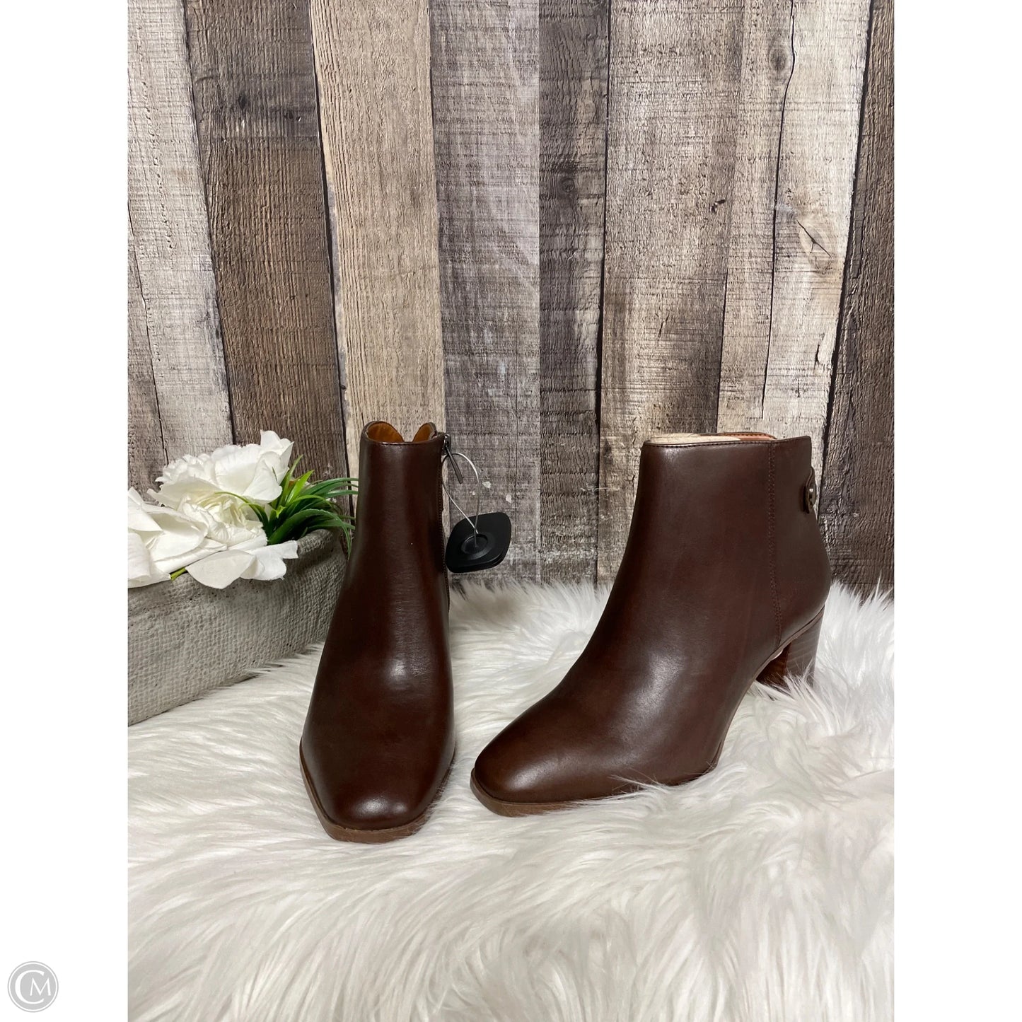 Boots Ankle Heels By Franco Sarto In Brown, Size: 5.5