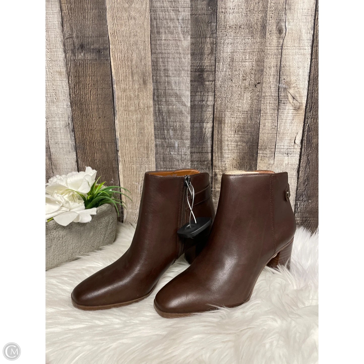 Boots Ankle Heels By Franco Sarto In Brown, Size: 5.5
