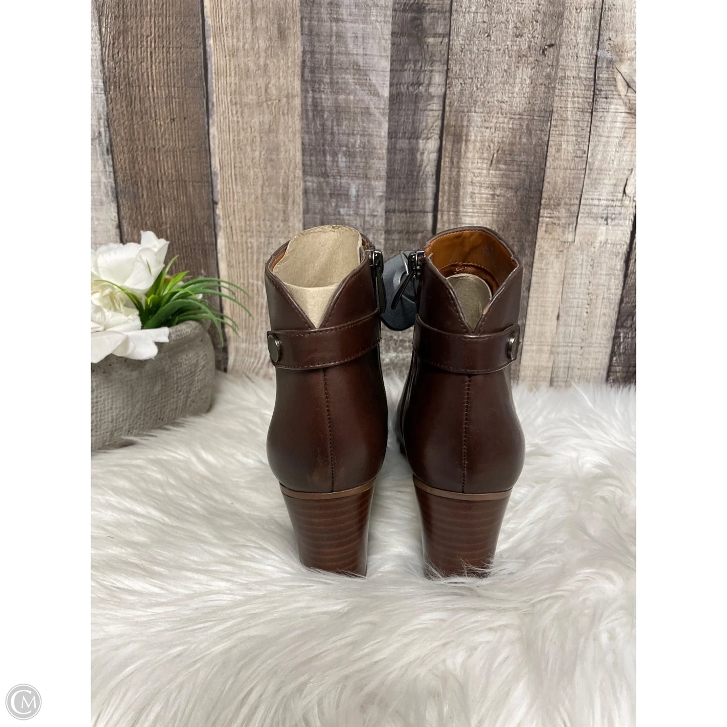Boots Ankle Heels By Franco Sarto In Brown, Size: 5.5