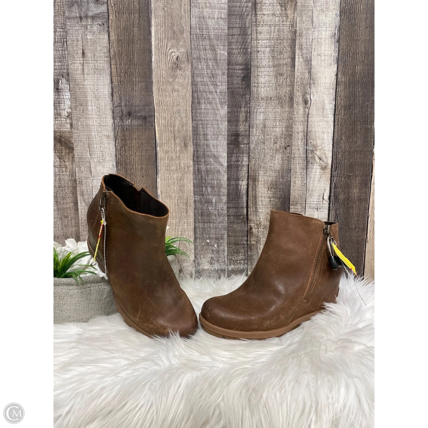 Boots Ankle Heels By Sorel In Brown, Size: 8