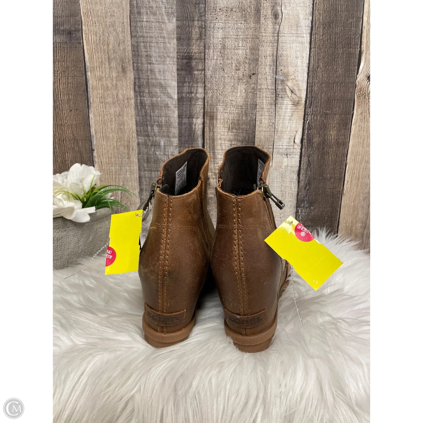 Boots Ankle Heels By Sorel In Brown, Size: 8