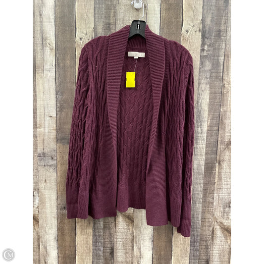 Sweater Cardigan By Loft In Maroon, Size: S