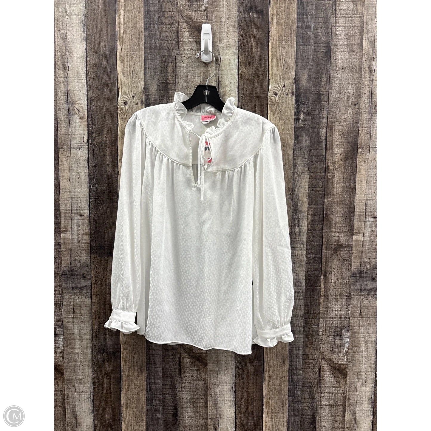 Top Long Sleeve Designer By Kate Spade In White, Size: S