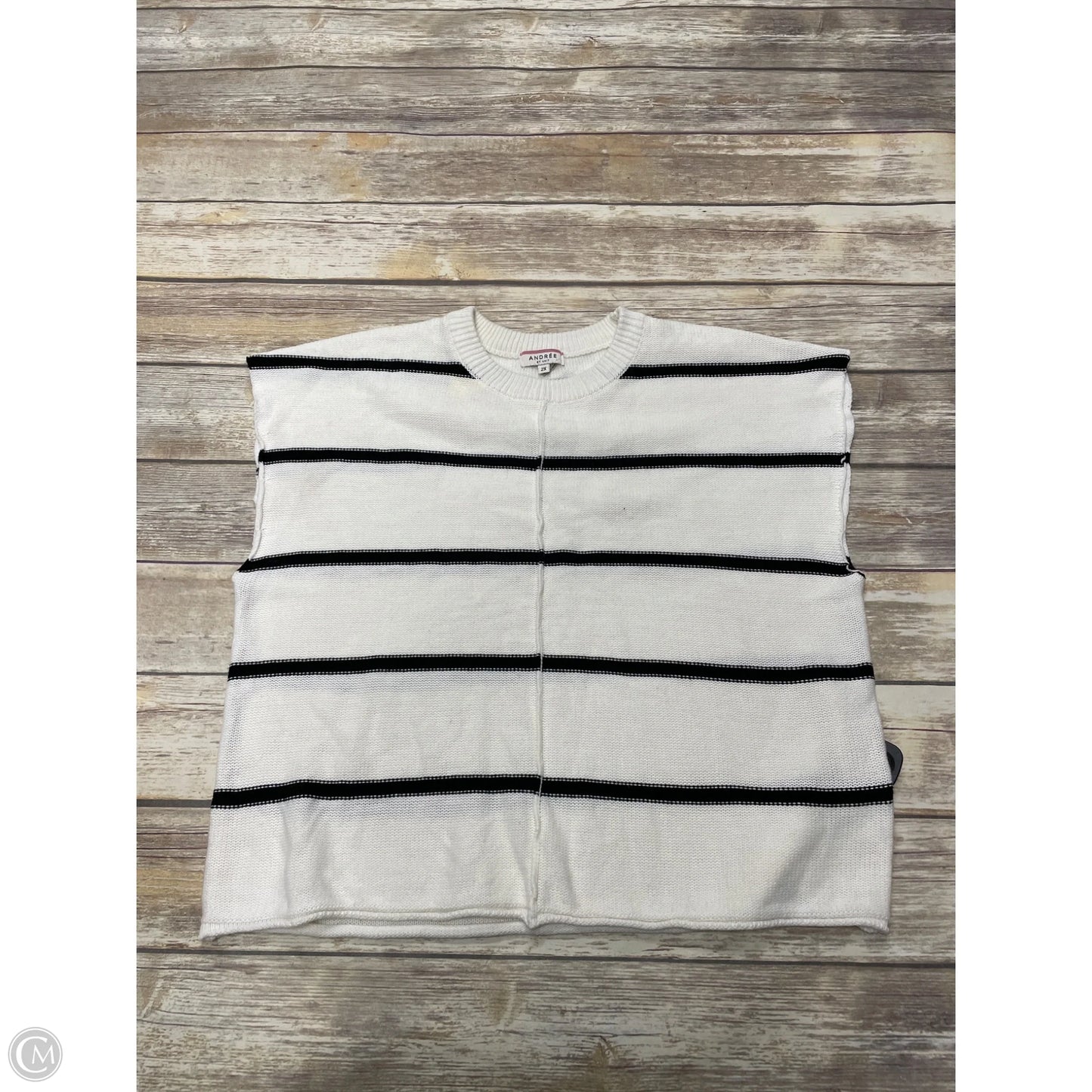 Sweater By Andree By Unit In Black & White, Size: 2x